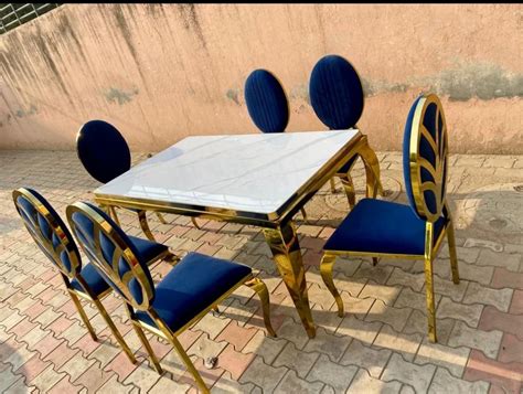 Marbel Look Rectangular Six Seater Dining Tables Set At Rs 65000set In Ludhiana