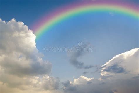 Sky Clouds Texture with Rainbow, Background. Dramatic Sky Cloud Stock ...