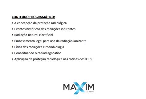 Curso Ead Prote O Radiol Gica Radiodiagn Stico Conforme A Rdc N