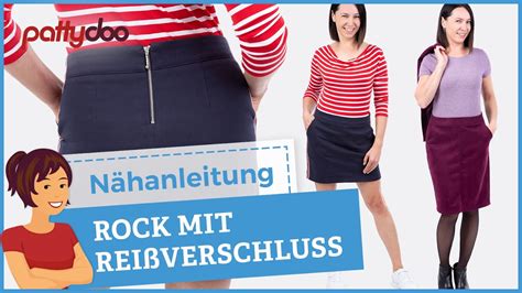 Anleitung für Rock mit sichtbarem Reißverschluss Formbund und Taschen