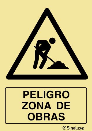 Se Al De Peligro Con El Pictograma Y Texto De Zona De Obras E