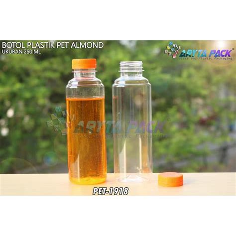 Jual PET1918 BOTOL PLASTIK 250ML MINUMAN PET ALMOND TUTUP SEGEL ORANGE