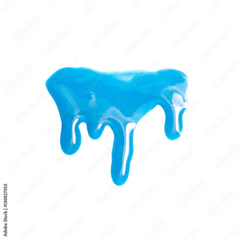 Blue paint flowed on white background Stock Photo | Adobe Stock