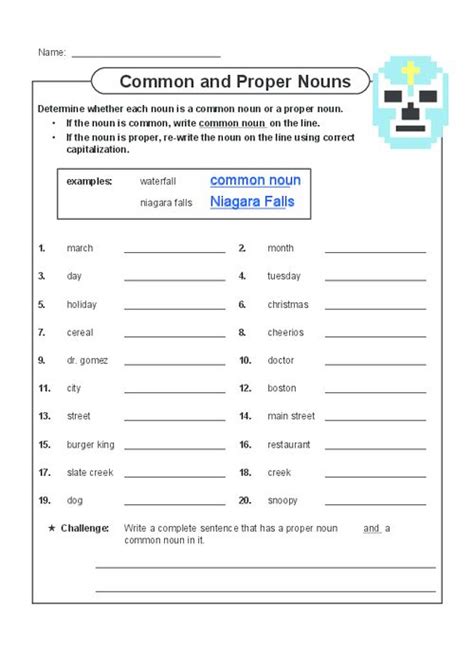 Common And Proper Nouns Grade 5 Worksheet