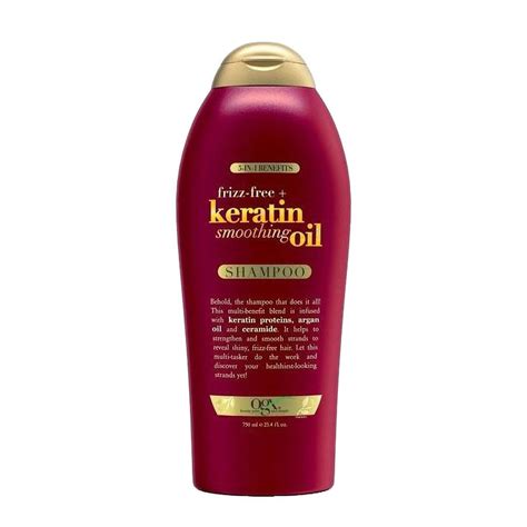 OGX 5-in-1 Multi-Benefit Frizz-Free + Keratin Smoothing Oil Shampoo ...