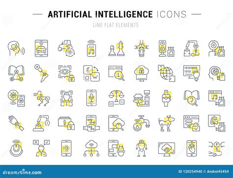 Set Vector Line Icons Of Artificial Intelligence Stock Illustration Illustration Of