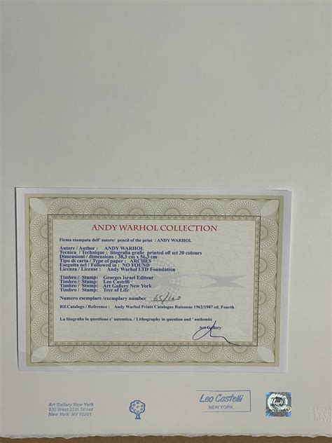 Andy Warhol Lithograph Franz Kafka Contemporary Art Certificate Leo