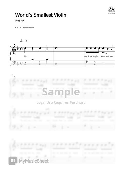 Ajr Worlds Smallest Violin Easy Ver Sheets By Sangsangpiano