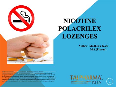 NICOTINE-POLACRILEX-LOZENGES-Taj-Pharmaceuticals by TAJ API - Issuu