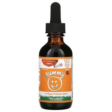 Bioray, Kids, NDF Tummy, 11-Strain Probiotic Blend, Raspberry Flavor, 2 ...