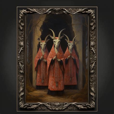 Baphomet Cult Oil Painting Artwork Gothic Prints Devil Poster