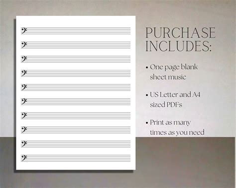 Printable Bass Clef Sheet Music Manuscript Paper 10 Stave Per Etsy