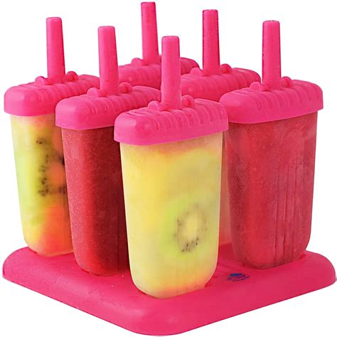 Popsicle Ice Mold Maker Set - 6 Pack BPA Free Reusable Ice Cream DIY ...