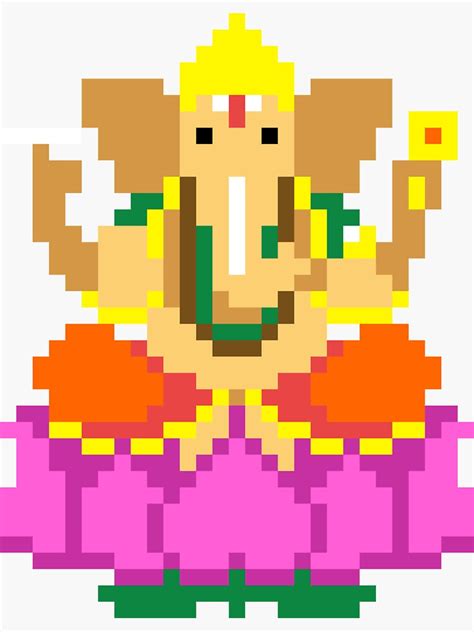 Ganesha Pixel Art Sticker For Sale By 8bitbaba Redbubble