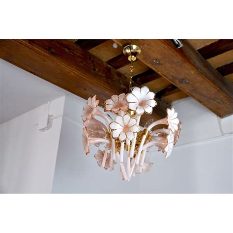 Lampadario Vintage In Vetro Di Murano A Forma Di Fiore Italia