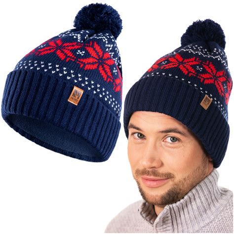 Czapka M Ska Zimowa Norweski Wz R Z Pomponem Ciep A Norweska Beanie