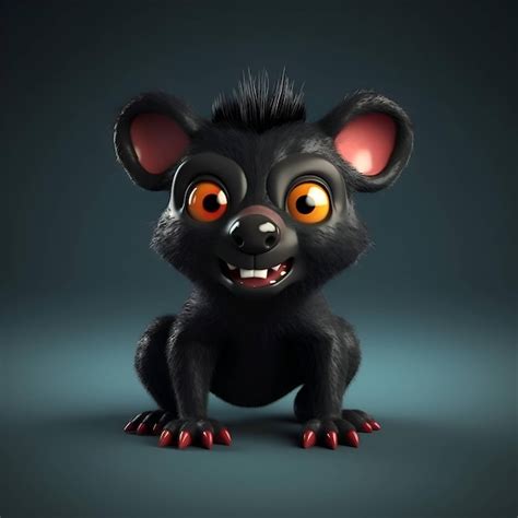 Premium Photo | Funny black rat with big eyes isolated on dark blue ...