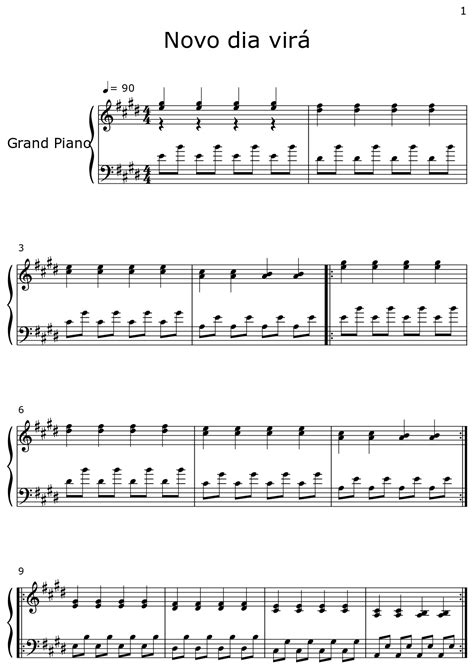 Novo dia virá Sheet music for Piano