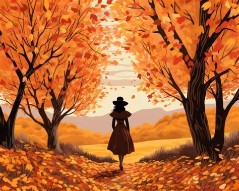 Premium Ai Image An Illustration Of A Woman Walking Through An Autumn