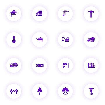 Construction Purple Color Vector Icons Illustration Purple Builder