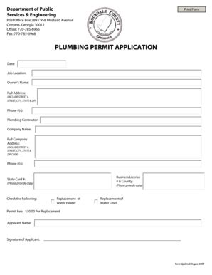 Fillable Online Rockdalecounty PLUMBING PERMIT APPLICATION Rockdale