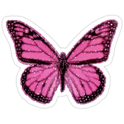 Pink Glittery Butterfly Sticker Aesthetic Stickers Pop Stickers