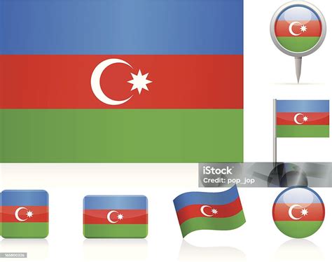 Vetores De Bandeira Do Azerbaijãoconjunto De Ícones E Mais Imagens De Azerbaidjão Azerbaidjão