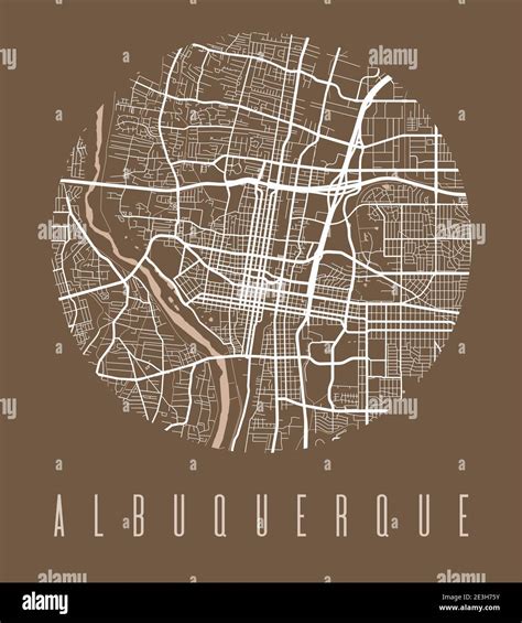 Cartel Del Mapa De Albuquerque Mapa Decorativo De La Ciudad De