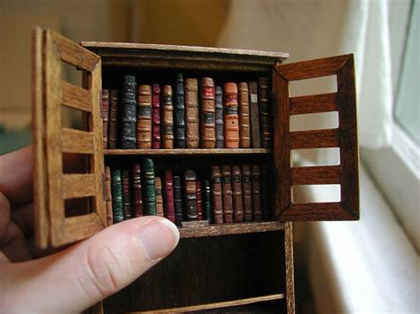 Bookcase Filled Handmade Books Miniature Books Tiny Library