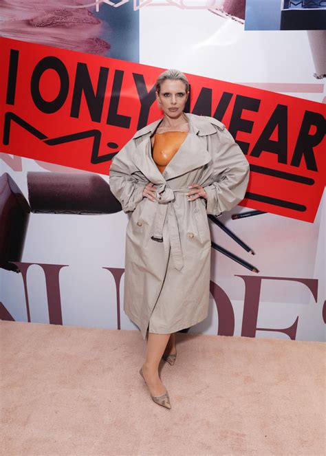 Julia Fox Recreates Edgy Mac Campaign In Nude Illusion Leather Breastplate Corset At Soho Store