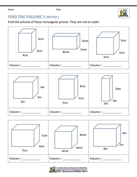 Volume Rectangular Prism Worksheet – E Street Light