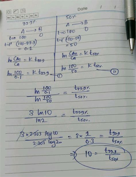 Reaction Time Required Completion Of Show That In A First Order