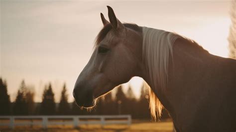 Premium AI Image | A horse in a field at sunset