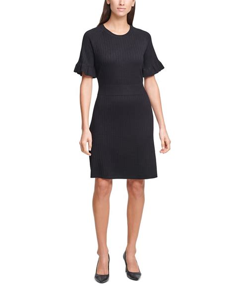 Calvin Klein Ribbed Flutter Sleeve Sweater Dress Macys