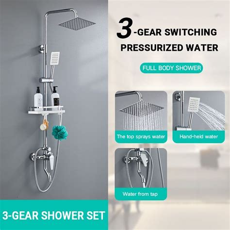Hot And Cold Shower Set For Bathroom In Shower Set With Faucet Black Shower Head High