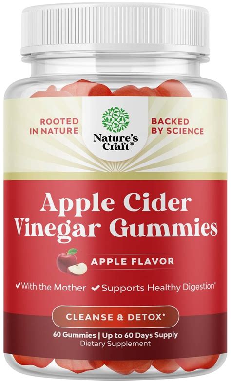 Apple Cider Vinegar Gummies, 60 желирани таблетки, Nature's Craft ...