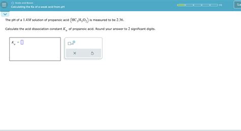 Solved The Ph Of A M Solution Of Propanoic Acid Chegg