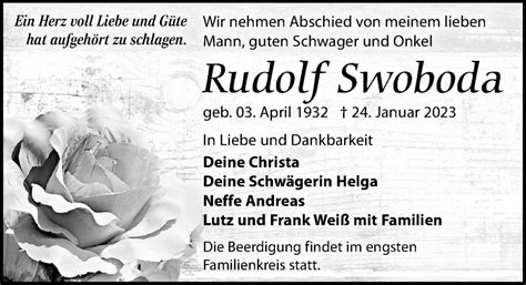 Traueranzeigen Von Rudolf Swoboda Trauer Anzeigen De