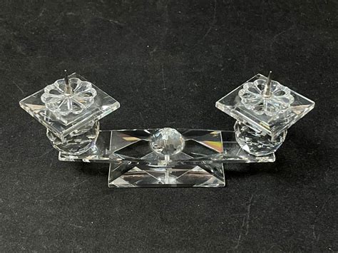 Gorgeous Swarovski Crystal Double Candle Holder Original Box