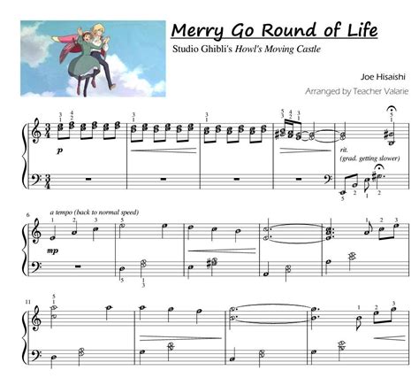 Merry Go Round Of Life Howl S Moving Castle Piano Sheet Music Grade