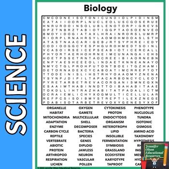 Biology Word Search By Jennifer Olson Educational Resources Tpt