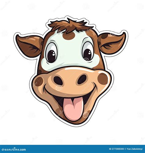 Happy Cow Face Sticker on Isolated Tansparent Background, Png, Logo. Generative AI Stock Photo ...