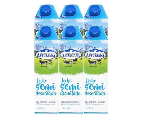 Central Lechera Asturiana Leche Semidesnatada Pack 6 Briks X 1 L