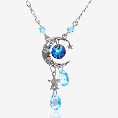 Swarovski Crystal Silver Dangle Necklace, Blue Moon | Wexford Jewelers