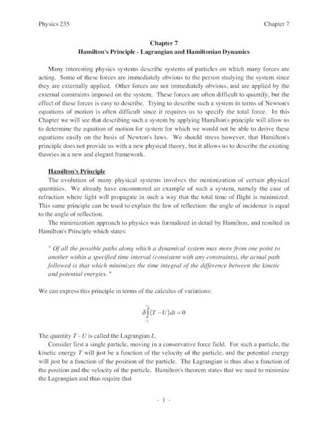 PDF Chapter 7 Hamilton S Principle Lagrangian And Williamsgj