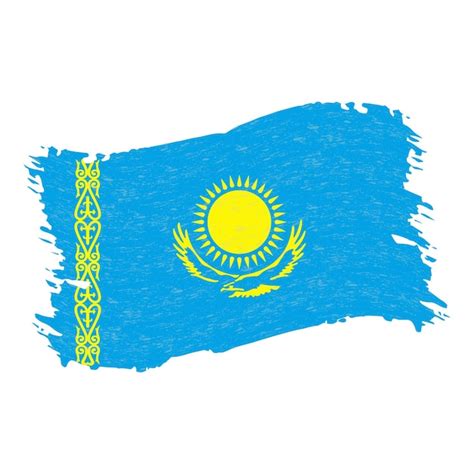 Premium Vector Flag Of Kazakhstan Grunge Abstract Brush Stroke