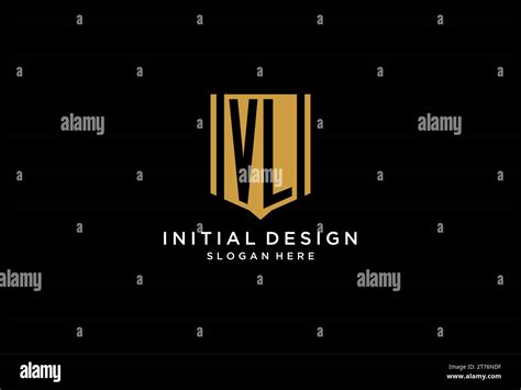 VL Monogram Logo With Geometric Shield Icon Design Inspiration Stock