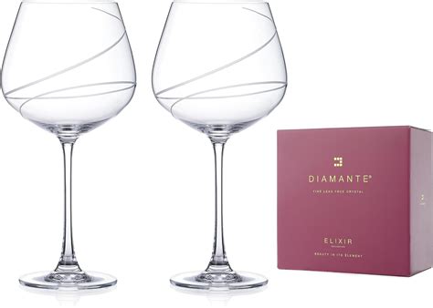 Diamante Crystal Gin Glass Copas Pair With Aurora Collection Design 9010 602 Uk