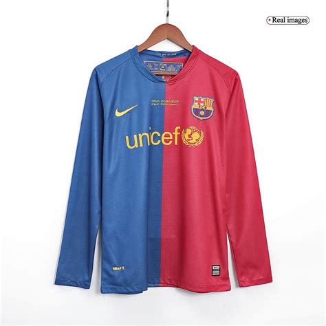 Retro Barcelona Home Long Sleeve Soccer Jersey Ucl Final