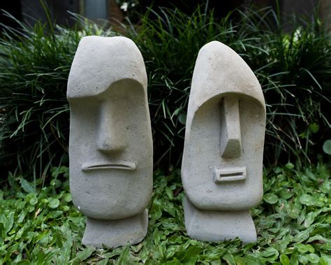 Tiki Statue Moai Easter Island Tiki Totem Face Pole Stone Etsy